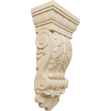 Ekena Millwork 5 1/8"W x 2 3/4"D x 9 3/4"H Thin Flowing Acanthus Corbel, Rubberwood COR05X02X09ACRW